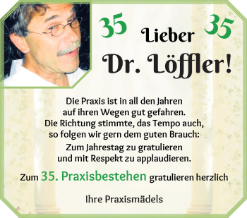 Glückwunschanzeige von Dieter Löffler von Wuemme Zeitung