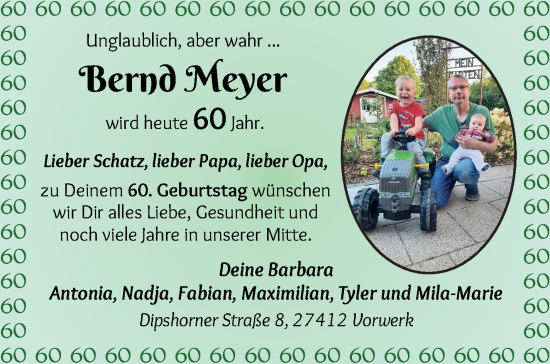 Glückwunschanzeige von Bernd Meyer von Wuemme Zeitung