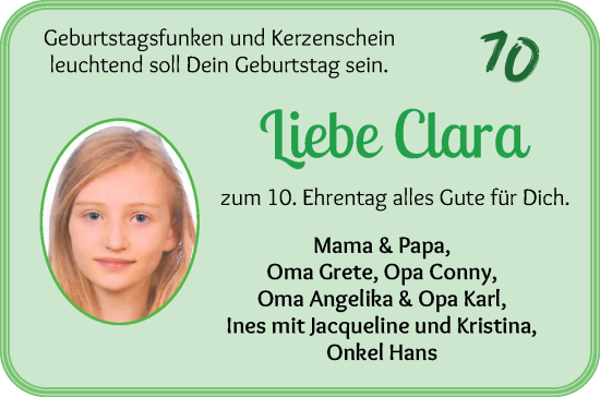 Glückwunschanzeige von Clara Jaussi von Wuemme Zeitung