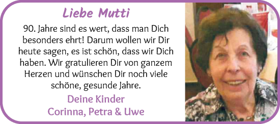 Glückwunschanzeige von Mutti  von WESER-KURIER