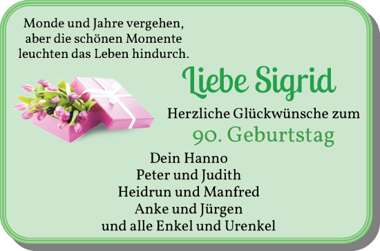 Glückwunschanzeige von Sigrid  von WESER-KURIER