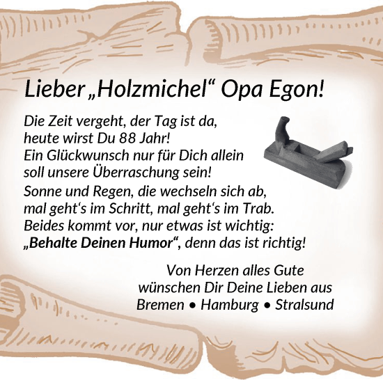 Glückwunschanzeige von Egon  von WESER-KURIER