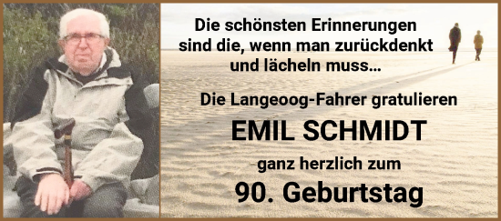 Glückwunschanzeige von Emil Schmidt von WESER-KURIER