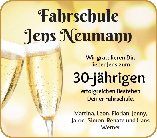 Glückwunschanzeige von Jens Neumann von WESER-KURIER