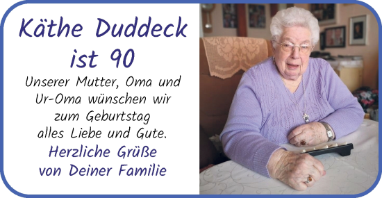 Glückwunschanzeige von Käthe Duddeck von Osterholzer Kreisblatt