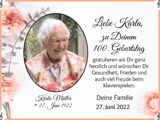Glückwunschanzeige von Karla Müller von WESER-KURIER