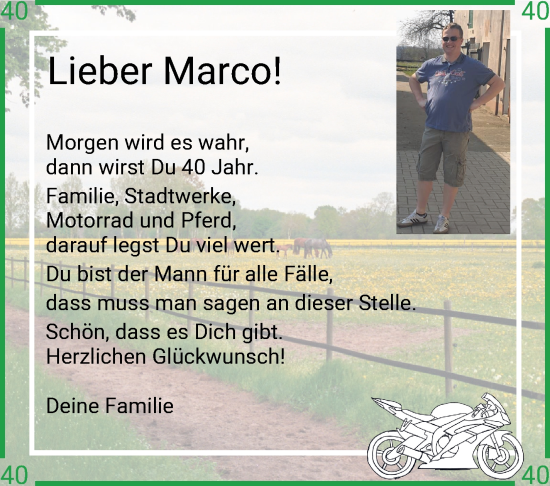 Glückwunschanzeige von Marco  von Osterholzer Kreisblatt