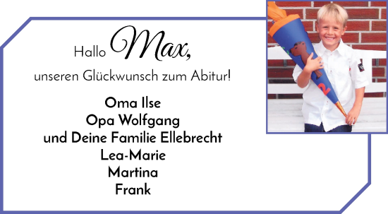 Glückwunschanzeige von Max Ellebrecht von WESER-KURIER
