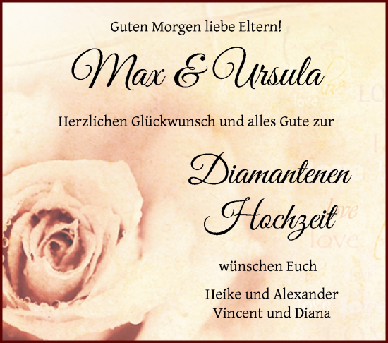 Glückwunschanzeige von Max und Ursula  von WESER-KURIER
