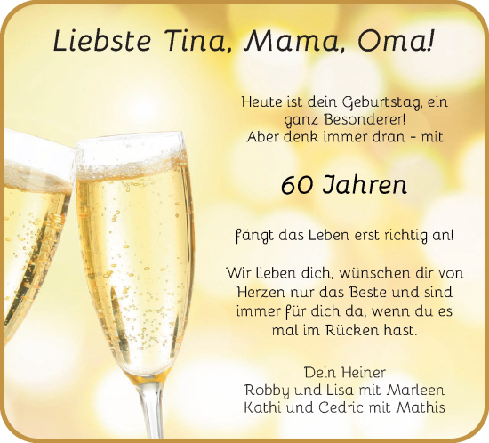 Glückwunschanzeige von Tina  von WESER-KURIER