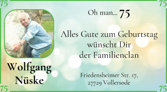 Glückwunschanzeige von Wolfgang Nüske von Osterholzer Kreisblatt
