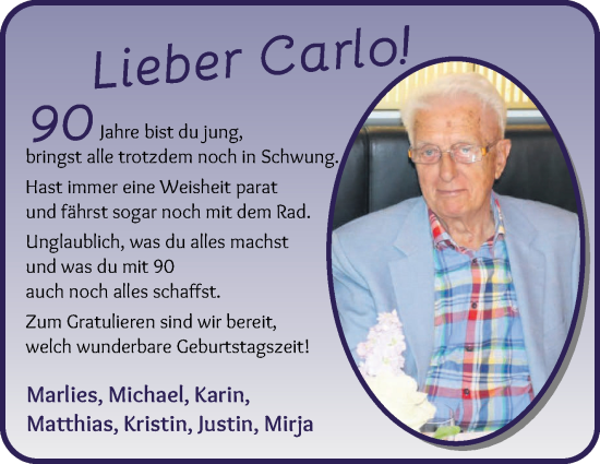 Glückwunschanzeige von Carlo  von WESER-KURIER