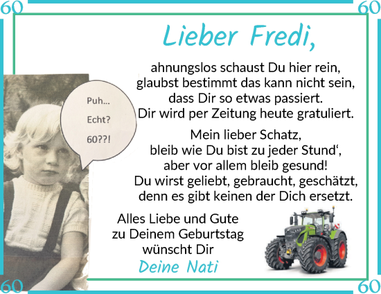 Glückwunschanzeige von Fredi Meier von Osterholzer Kreisblatt