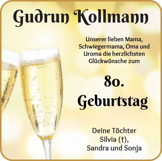 Glückwunschanzeige von Gudrun Kollmann von WESER-KURIER