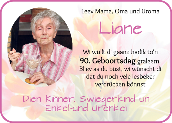 Glückwunschanzeige von Liane  von WESER-KURIER