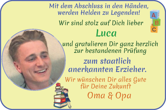 Glückwunschanzeige von Luca  von WESER-KURIER