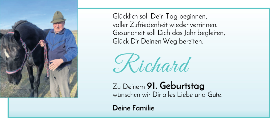 Glückwunschanzeige von Richard  von WESER-KURIER
