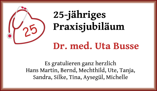 Glückwunschanzeige von Uta Busse von Die Norddeutsche