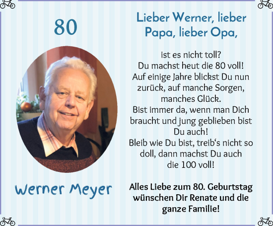 Glückwunschanzeige von Werner Meyer von WESER-KURIER