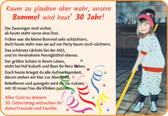 Glückwunschanzeige von Bommel  von Osterholzer Kreisblatt