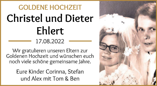 Glückwunschanzeige von Christel und Dieter Ehlert von WESER-KURIER