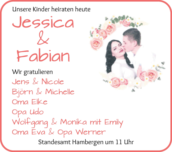 Glückwunschanzeige von Jessica und Fabian  von Osterholzer Kreisblatt