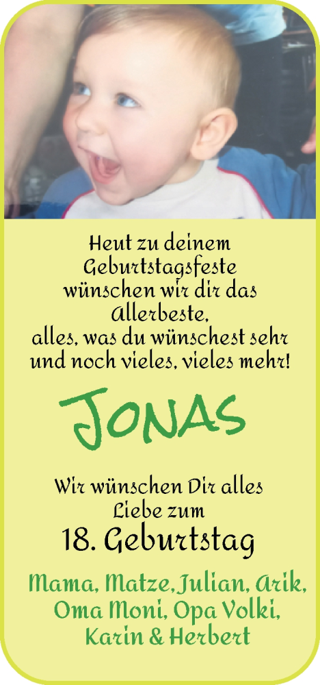 Glückwunschanzeige von Jonas Anderleit-Kattau von Osterholzer Kreisblatt