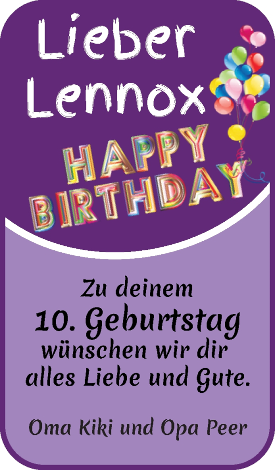 Glückwunschanzeige von Lennox  von WESER-KURIER