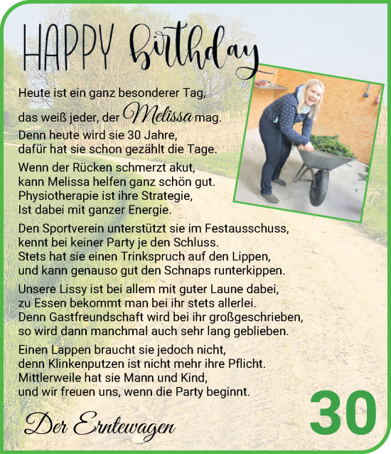 Glückwunschanzeige von Melissa  von Osterholzer Kreisblatt