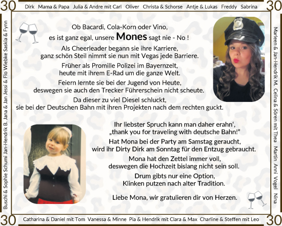 Glückwunschanzeige von Mones  von Osterholzer Kreisblatt