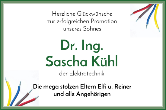 Glückwunschanzeige von Sascha Kühl von WESER-KURIER