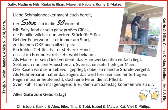 Glückwunschanzeige von Sven  von Wuemme Zeitung