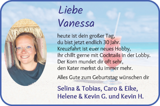 Glückwunschanzeige von Vanessa  von Osterholzer Kreisblatt