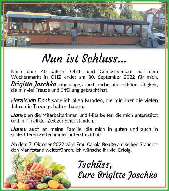 Glückwunschanzeige von Brigitte Joschko von Osterholzer Kreisblatt