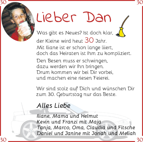 Glückwunschanzeige von Dan Seedorf von Osterholzer Kreisblatt