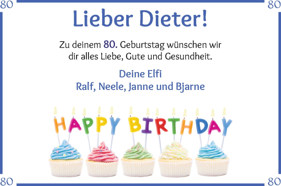 Glückwunschanzeige von Dietrich Hildebrand von Wuemme Zeitung