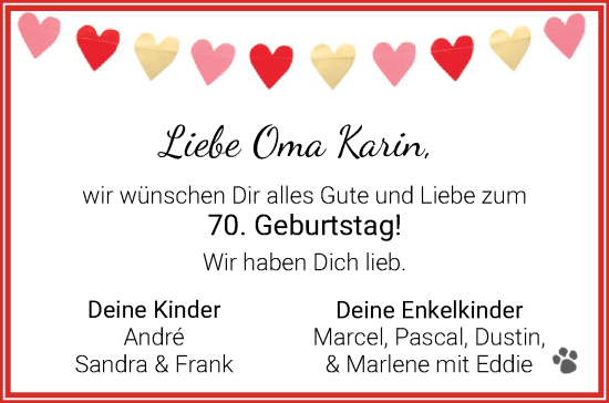 Glückwunschanzeige von Karin  von Osterholzer Kreisblatt