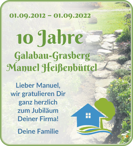 Glückwunschanzeige von Manuel Heißenbüttel von Wuemme Zeitung