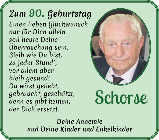 Glückwunschanzeige von Schorse  von Wuemme Zeitung