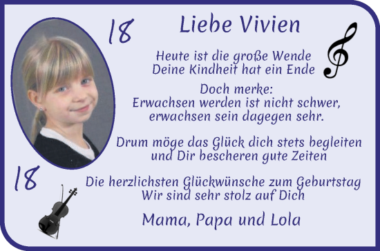 Glückwunschanzeige von Viven Willert von WESER-KURIER