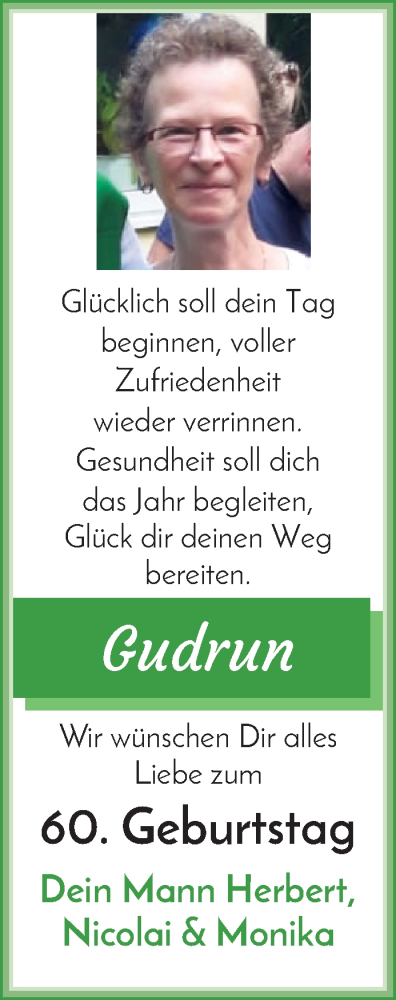 Glückwunschanzeige von Gudrun  von WESER-KURIER