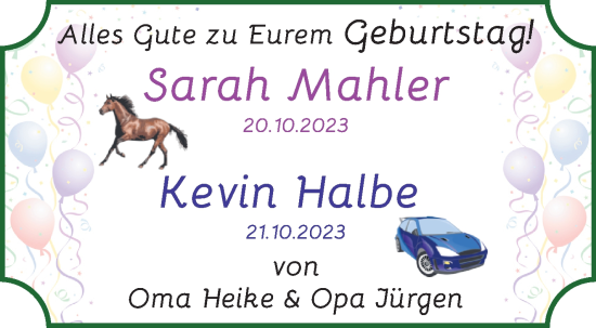 Glückwunschanzeige von Sarah Mahler Kevin Halbe von WESER-KURIER