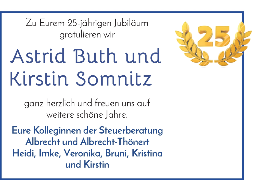 Anzeige für 25 Jahre Jubiläum  vom 01.12.2023 aus WESER-KURIER