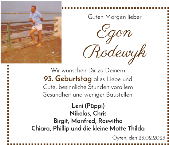 Glückwunschanzeige von Egon Rodewyk von Achimer Kurier/Verdener Nachrichten