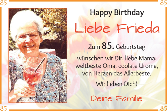 Glückwunschanzeige von Frieda Klinckradt von Wuemme Zeitung