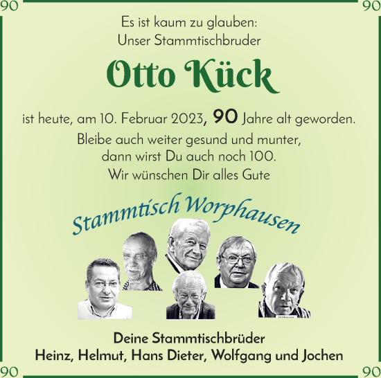 Glückwunschanzeige von Otto Kück von Wuemme Zeitung