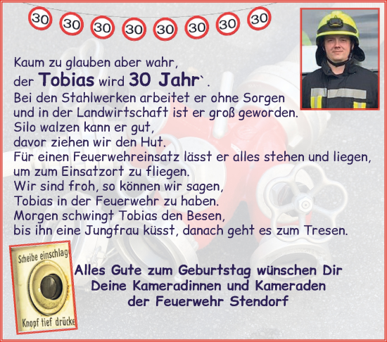 Glückwunschanzeige von Tobias N. von Osterholzer Kreisblatt