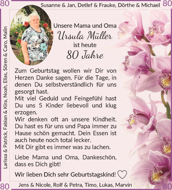 Glückwunschanzeige von Ursula Müller von Osterholzer Kreisblatt