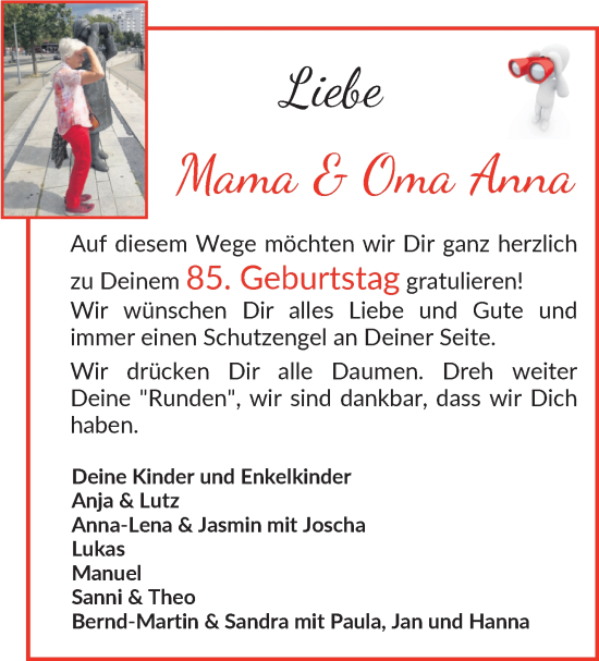 Glückwunschanzeige von Anna Wischhusen von Osterholzer Kreisblatt