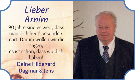 Glückwunschanzeige von Arnim  von Delmenhorster Kurier